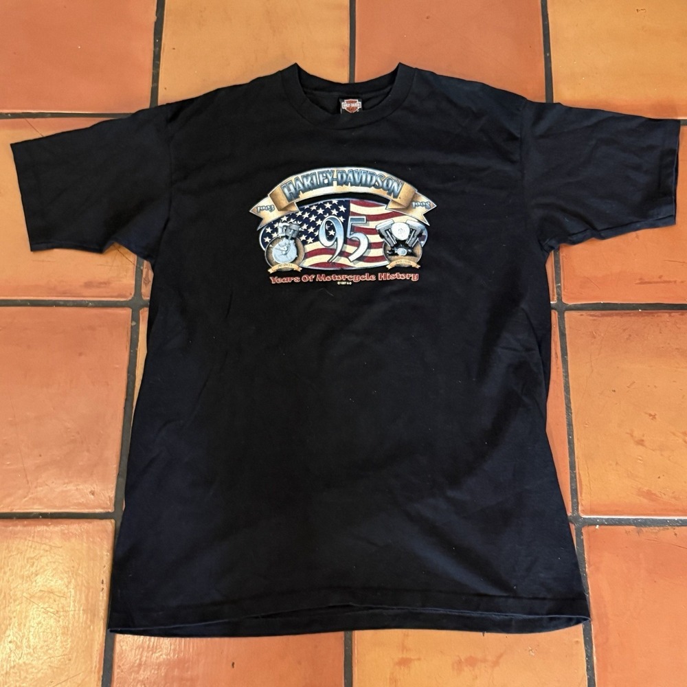 Vtg Harley Davidson XL Shirt 95 Years Motorcycle History 1997 Detroit Michigan